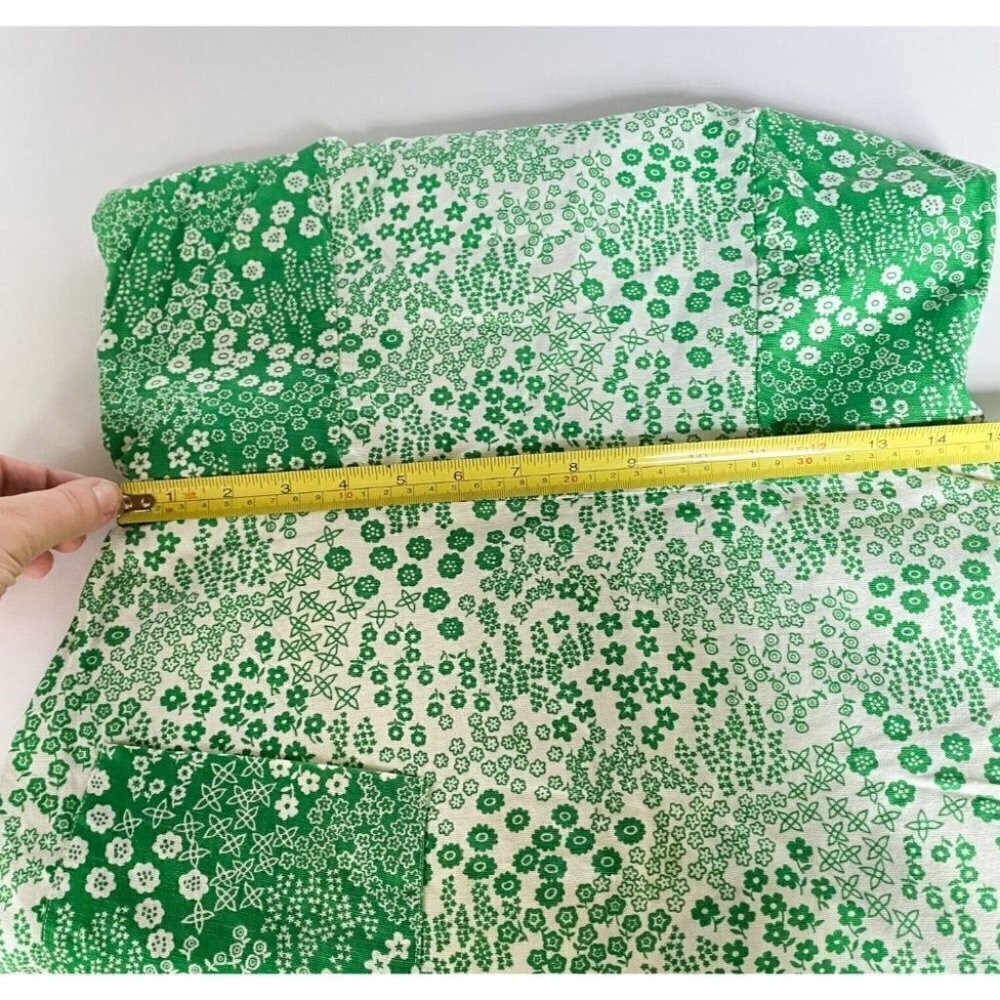 Vintage Cottage Core Micro Chintz Floral Emerald Green  Ruffle Hem Midi Dress S - Picture 8 of 8